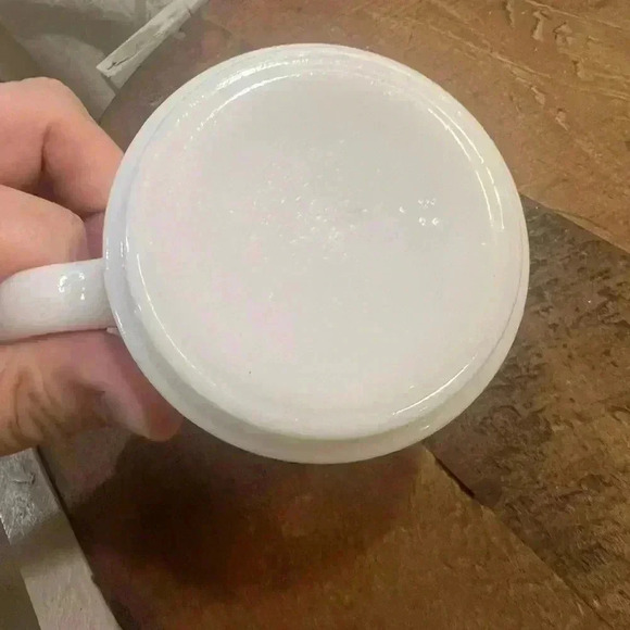 VTG Kirby Martin DAISY Milk Glass Mug Open you Heart Friendship Follow  Blue - Picture 3 of 6